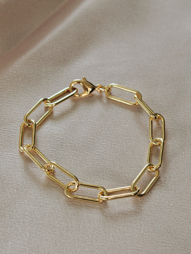 Gold Thick Paperclip Chain Bracelet 