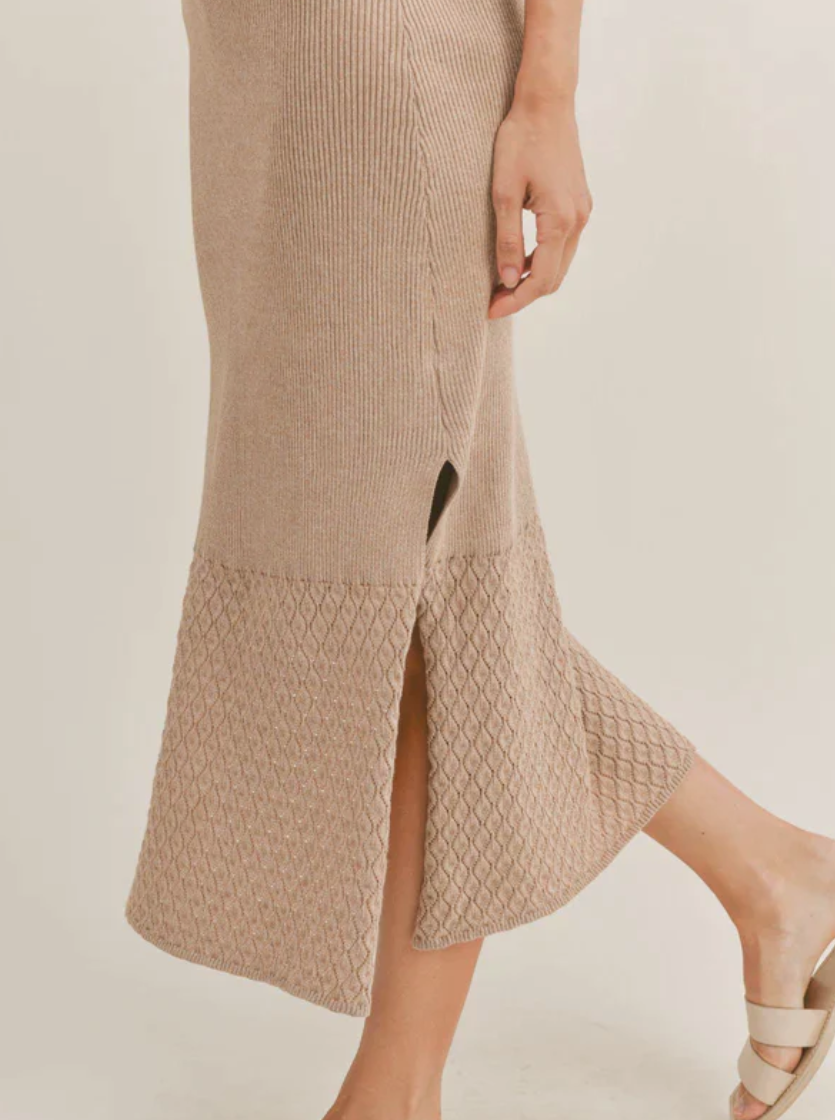 Knit Midi Dress with Side Slit Details