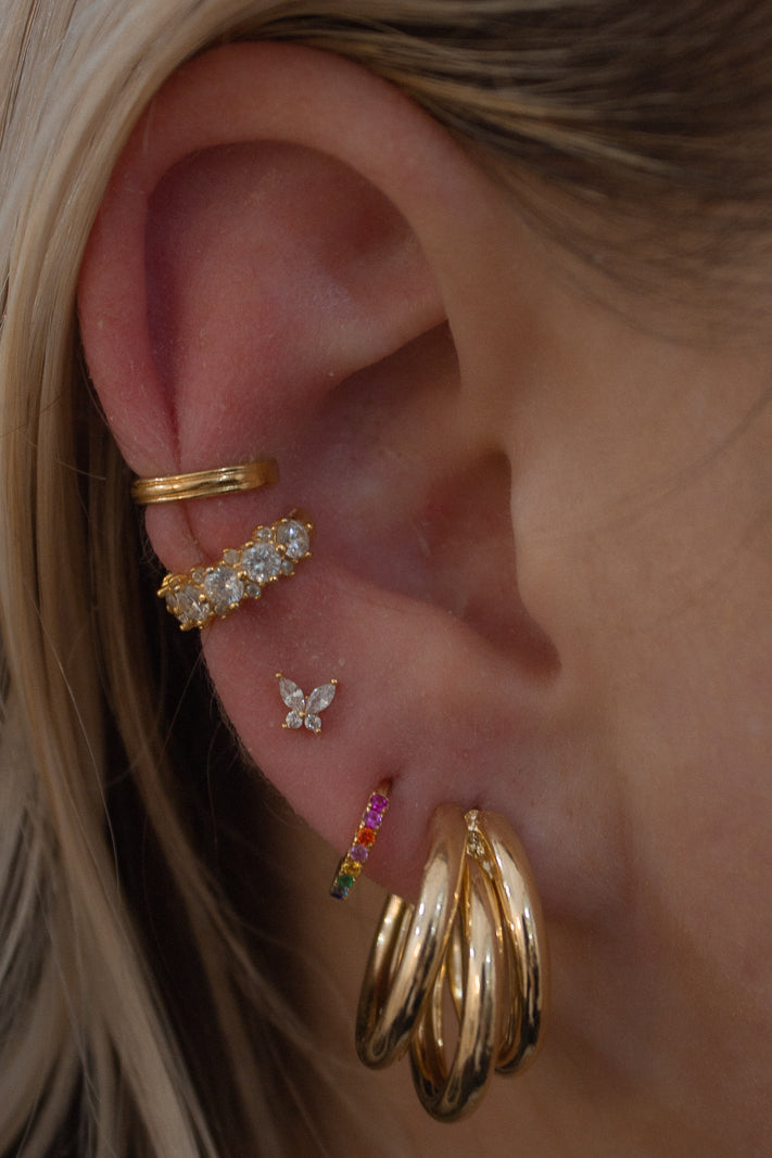 Ear Stack Inspo | gold earrings | gold ear stacks | gold hoops | gold ear cuffs