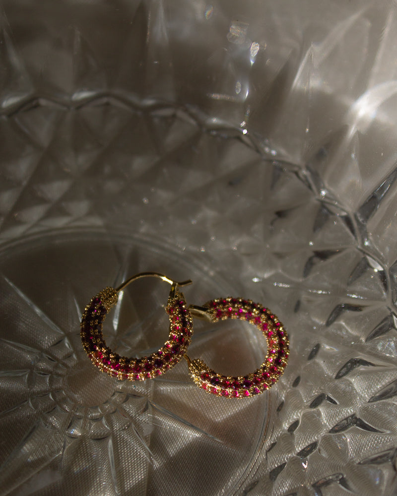 Red Pave Hoops| Sparkly Hoops | Baby Amalfi Hoops by Luv AJ
