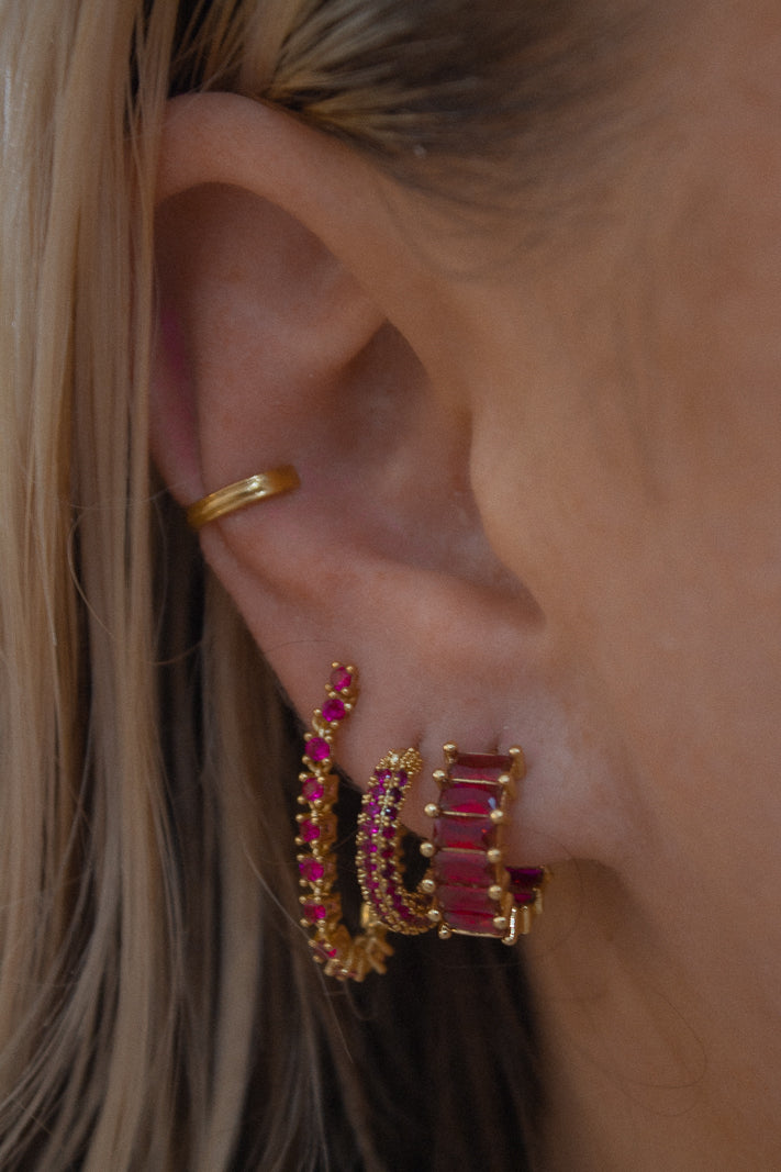 Red Crystal Hoop Earrings | Luv AJ Pave Hoops