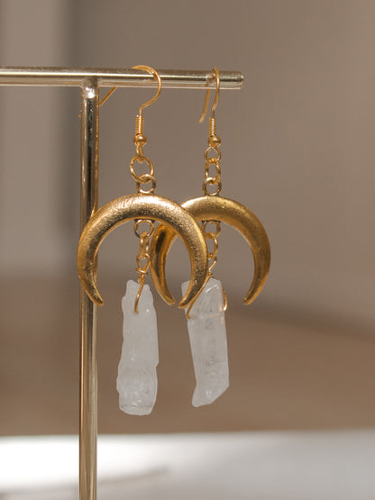 Moon and Crystal Earrings by Petit Moments 