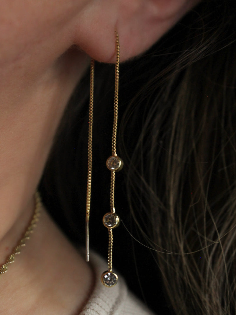 Gold Threader Earring with Sparkles