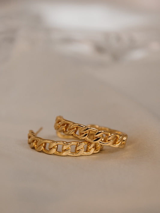 Gold Chain Hoop Earrings 