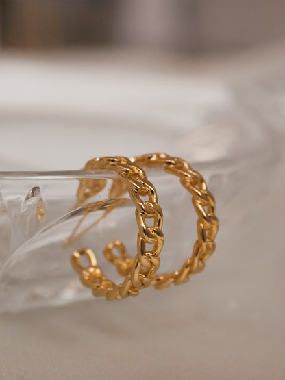 Gold Chain Link Hoop Earrings 