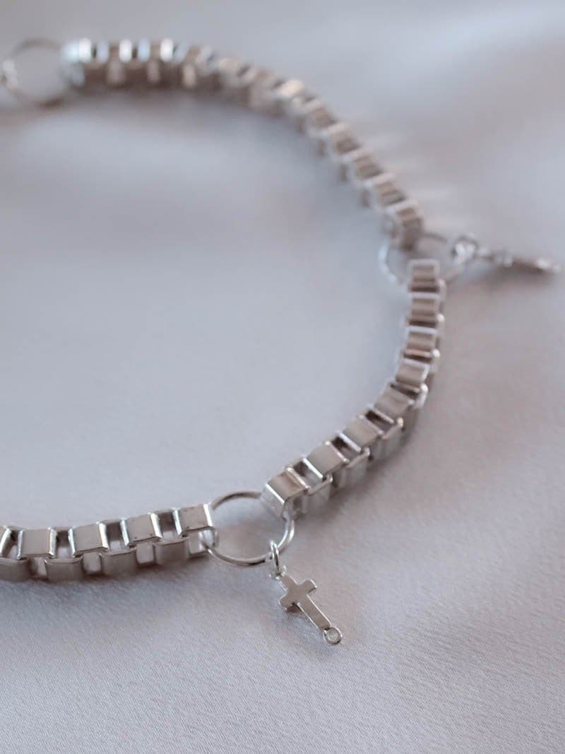 Silver Cross Charm Choker Necklace by Minc Collections Australia